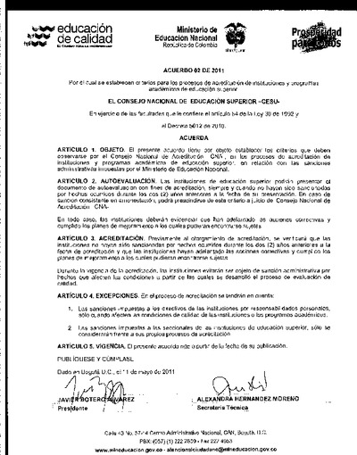 Acuerdo No.02 de 2011