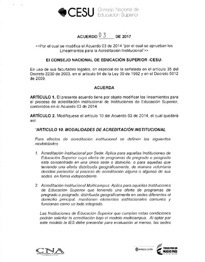 Acuerdo No.03 de 2017