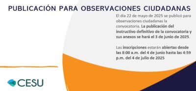 Publicación para observaciones ciudadanas de la Convocatoria pública
