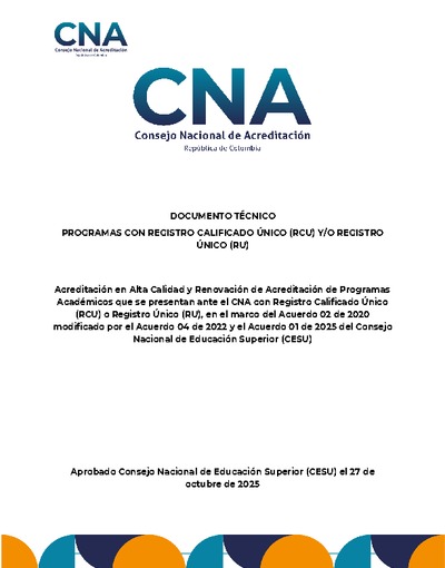 Documento Técnico para programas con Registro Calificado Único (RUC) y/o Registro Único (RU)